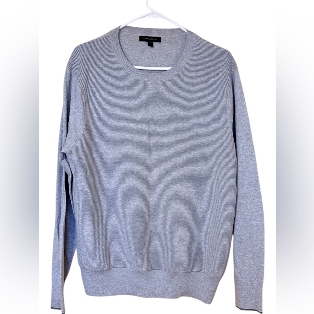 Banana Republic Gray Ribbed Knit Crewneck Sweater Men’s XL Lightweight Classic